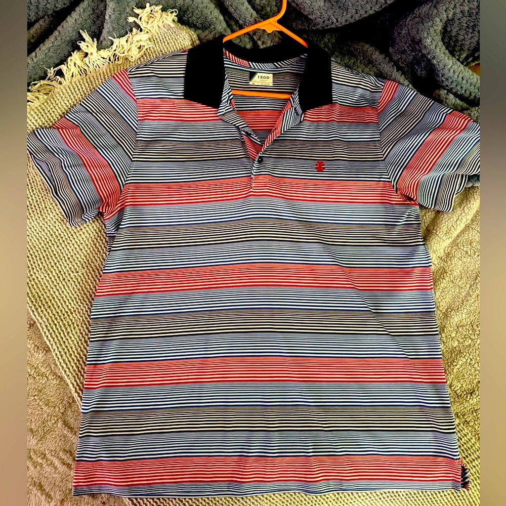 IZOD Men's Striped Polo Shirt - Red, Blue, Black